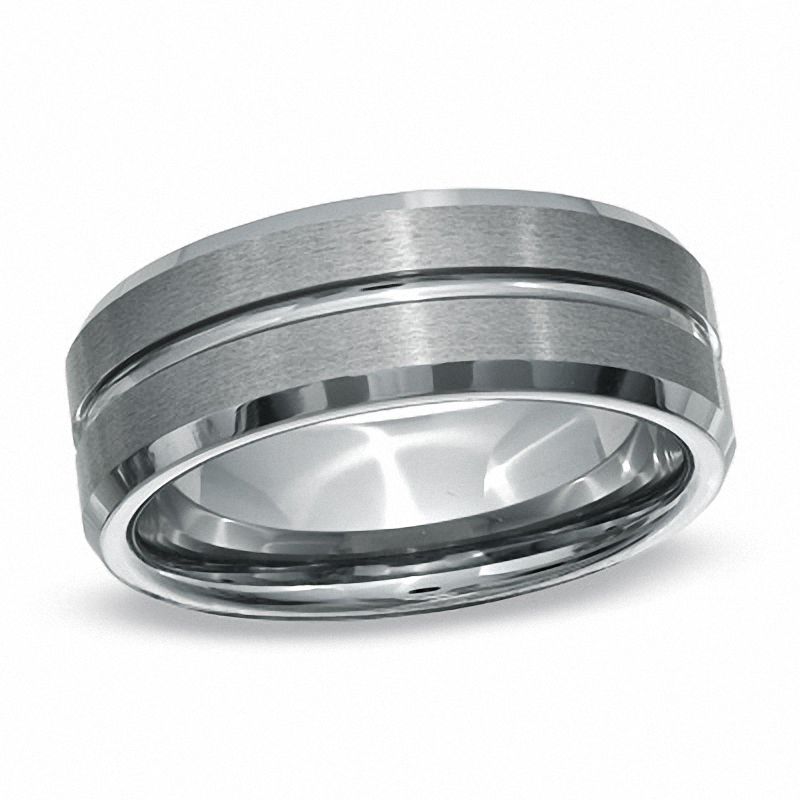 Men's 8.0mm Two Lane Tungsten Wedding Band - Size 9|Peoples Jewellers