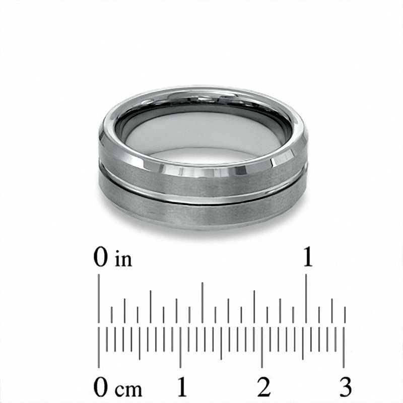 Men's 8.0mm Two Lane Tungsten Wedding Band - Size 9
