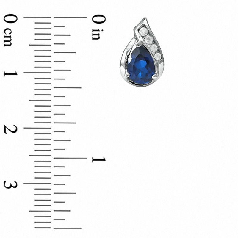 Main Image 2 of Pear-Shaped Lab-Created Blue Sapphire Earrings in 10K White Gold with White Sapphire Accents