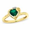 Thumbnail Image 0 of 6.0mm Heart-Shaped Lab-Created Emerald and White Sapphire Ring in 10K Gold