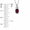 Thumbnail Image 1 of Oval Garnet and White Sapphire Bezel-Set Pendant in 10K White Gold