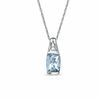Thumbnail Image 1 of Cushion-Cut Aquamarine and White Sapphire Bezel-Set Pendant in 10K White Gold