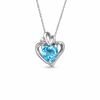 Thumbnail Image 0 of 7.0mm Heart-Shaped Blue Topaz and White Sapphire Pendant in 10K White Gold