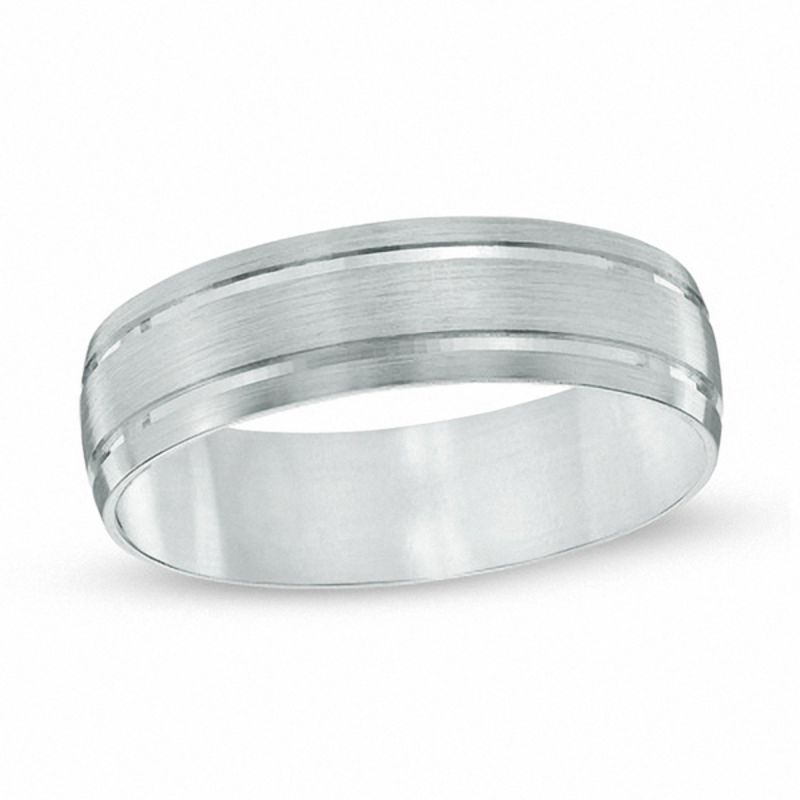 6.0mm Comfort Fit Wedding Band in 10K White Gold - Size 10