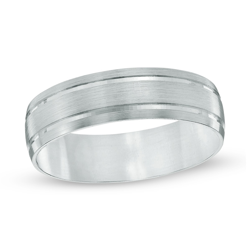 Men's 6.0mm Comfort Fit Wedding Band in 10K White Gold - Size 10|Peoples Jewellers