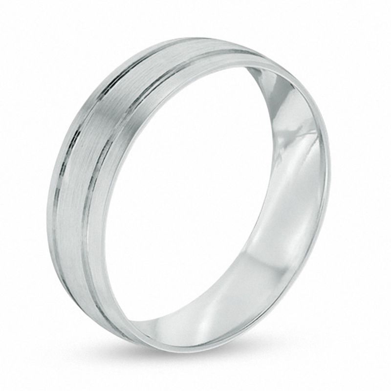6.0mm Comfort Fit Wedding Band in 10K White Gold - Size 10