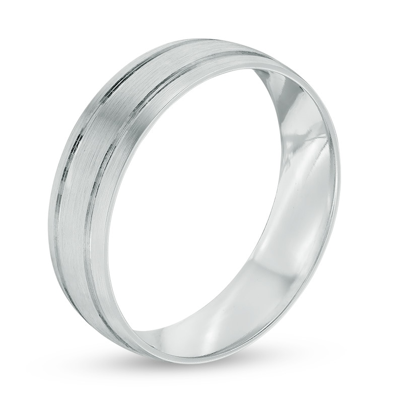 Men's 6.0mm Comfort Fit Wedding Band in 10K White Gold - Size 10