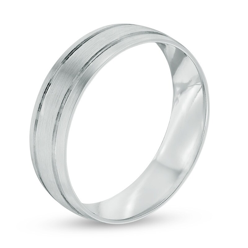 Men's 6.0mm Comfort Fit Wedding Band in 10K White Gold - Size 10|Peoples Jewellers