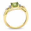 Thumbnail Image 1 of Cushion-Cut Peridot and Lab-Created White Sapphire Ring in 10K Gold