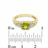 Cushion-Cut Peridot and Lab-Created White Sapphire Ring in 10K Gold