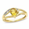 Pear-Shaped Citrine and Lab-Created White Sapphire Ring in 10K Gold