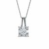 Thumbnail Image 1 of Square-Cut Lab-Created White Sapphire Framed Pendant in 10K White Gold