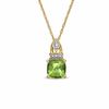 Thumbnail Image 0 of 6.0mm Cushion-Cut Peridot and Lab-Created White Sapphire Pendant in 10K Gold