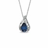 Thumbnail Image 0 of Pear-Shaped Lab-Created Blue Sapphire Pendant in 10K White Gold with White Sapphire Accents