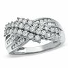Thumbnail Image 1 of 1.00 CT. T.W. Diamond Three Row Crossover Ring in 10K White Gold