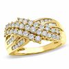 Thumbnail Image 0 of 1.00 CT. T.W. Diamond Three Row Crossover Ring in 10K Gold