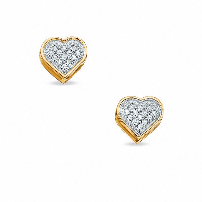 0.05 CT. T.W. Diamond Heart Stud Earrings in 10K Gold|Peoples Jewellers