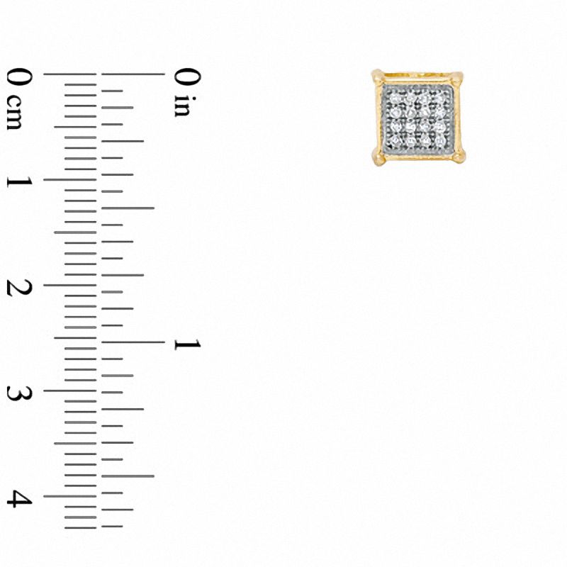 Main Image 2 of 0.10 CT. T.W. Diamond Micro-Pavé Square Stud Earrings in 10K Gold