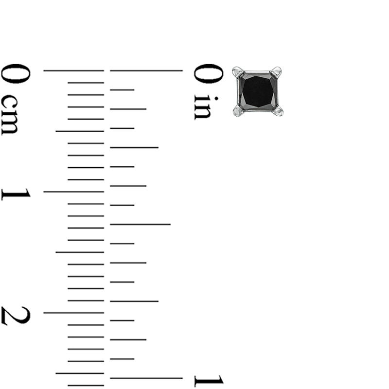 Main Image 3 of 0.50 CT. T.W. Princess-Cut Black Diamond Stud Earrings in 10K White Gold