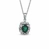 Thumbnail Image 0 of Oval Lab-Created Emerald and White Sapphire Pendant in Sterling Silver
