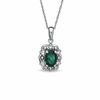Oval Lab-Created Emerald and White Sapphire Pendant in Sterling Silver
