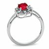 Thumbnail Image 1 of Oval Lab-Created Ruby and White Sapphire Ring in Sterling Silver