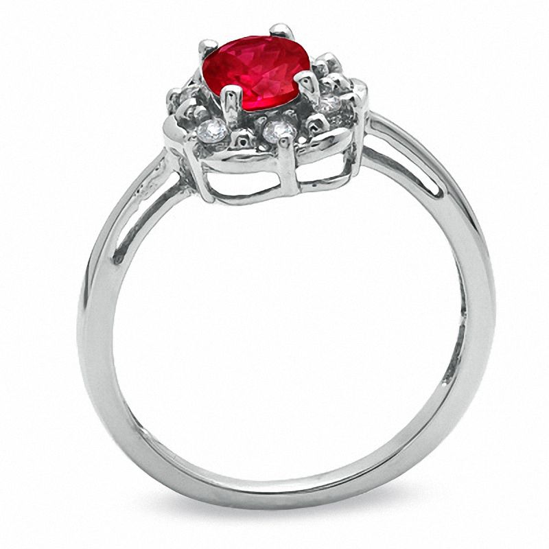 Oval Lab-Created Ruby and White Sapphire Ring in Sterling Silver