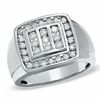 Thumbnail Image 1 of 1.00 CT. T.W. Diamond Three Row Framed Ring in 10K White Gold