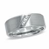 Men's Diamond Accent Slant Wedding Band in Stainless Steel - Size 9