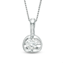 0.10 CT. Canadian Certified Diamond Solitaire Tension-Set Pendant in 14K White Gold (I/I2)