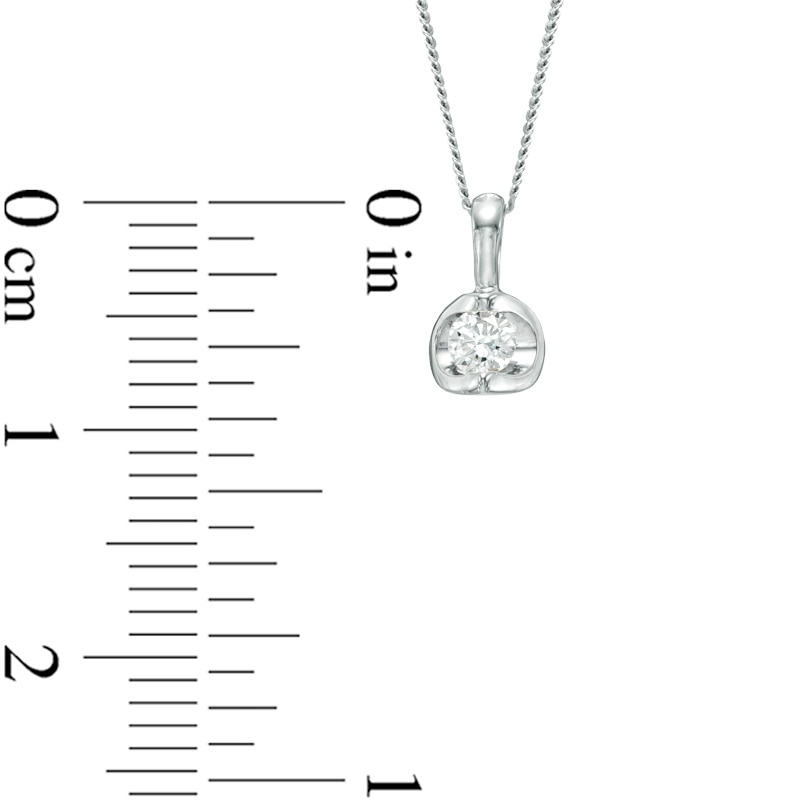 Main Image 2 of 0.10 CT. Canadian Certified Diamond Solitaire Tension-Set Pendant in 14K White Gold (I/I2)