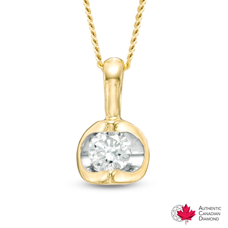 0.10 CT. Certified Canadian Diamond Solitaire Tension-Set Pendant in 14K Gold (I/I1)