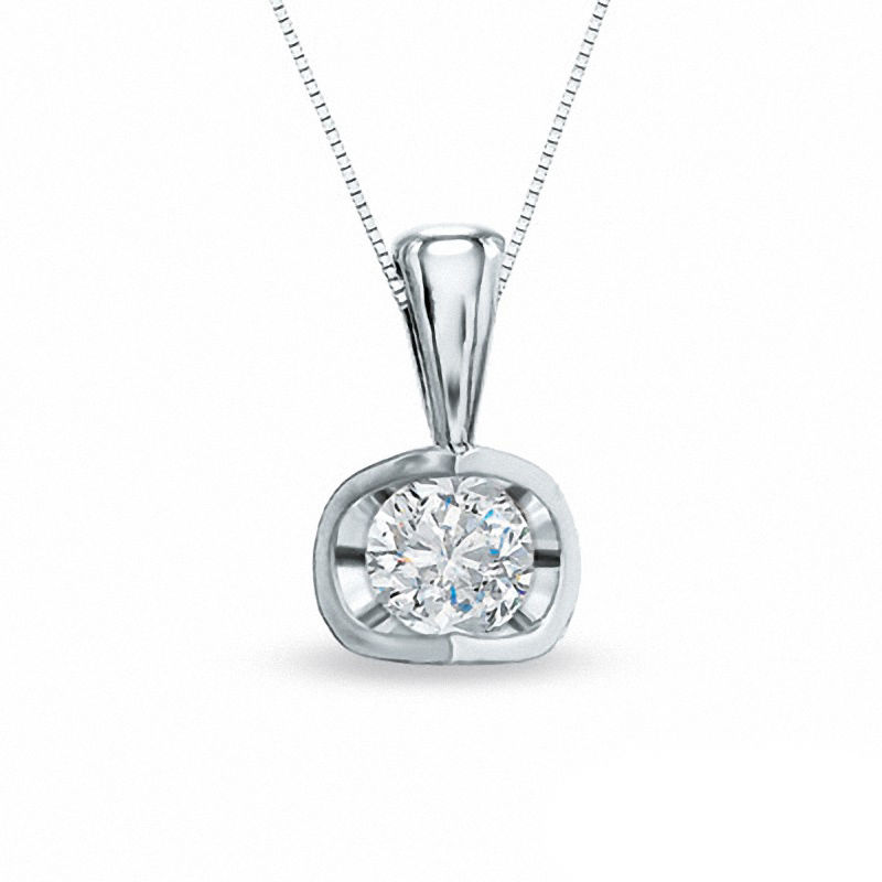 0.20 CT. Canadian Certified Diamond Solitaire Tension Pendant in 14K White Gold (I/I2) - 17''