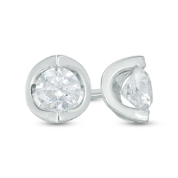 0.40 CT. T.W. Canadian Certified Diamond Solitaire Tension Stud Earrings in 14K White Gold (I/I2)