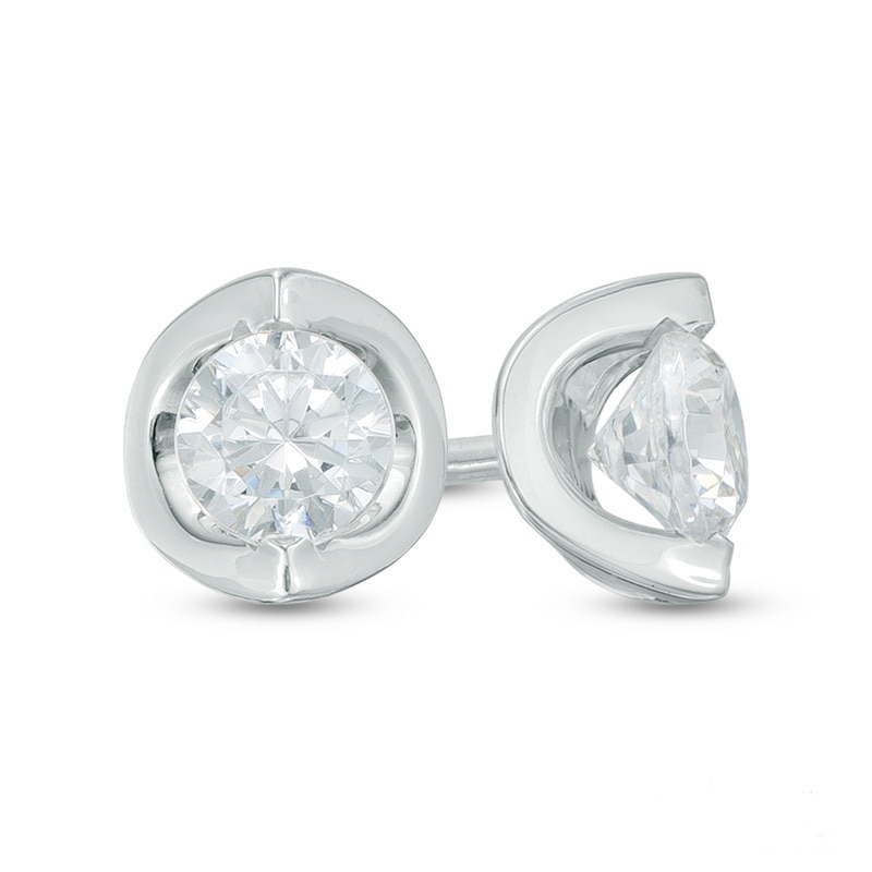 0.40 CT. T.W. Canadian Certified Diamond Solitaire Tension Stud Earrings in 14K White Gold (I/I2)
