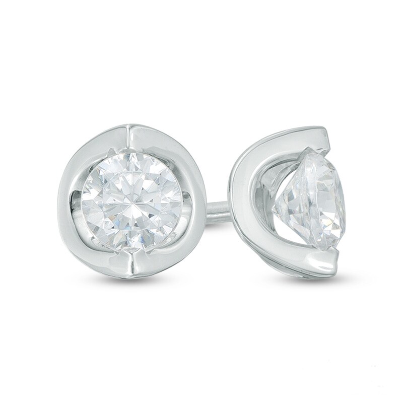 Main Image 1 of 0.40 CT. T.W. Canadian Certified Diamond Solitaire Tension Stud Earrings in 14K White Gold (I/I2)