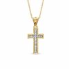 Thumbnail Image 1 of 0.07 CT. T.W. Diamond Cross Pendant in 10K Gold - 16"