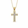 Thumbnail Image 0 of 0.07 CT. T.W. Diamond Cross Pendant in 10K Gold - 16"