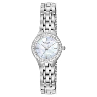 Ladies' Citizen Quartz Watch with Crystal Accents and Mother-of-Pearl Dial (Model: EJ6040-51D)