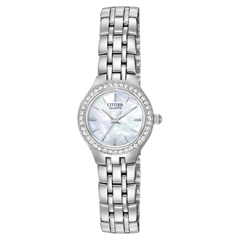 Ladies' Citizen Quartz Watch with Crystal Accents and Mother-of-Pearl Dial (Model: EJ6040-51D)