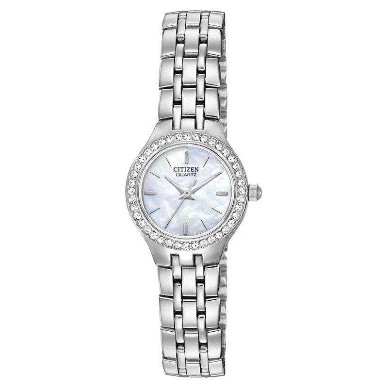Main Image 1 of Ladies' Citizen Quartz Watch with Crystal Accents and Mother-of-Pearl Dial (Model: EJ6040-51D)