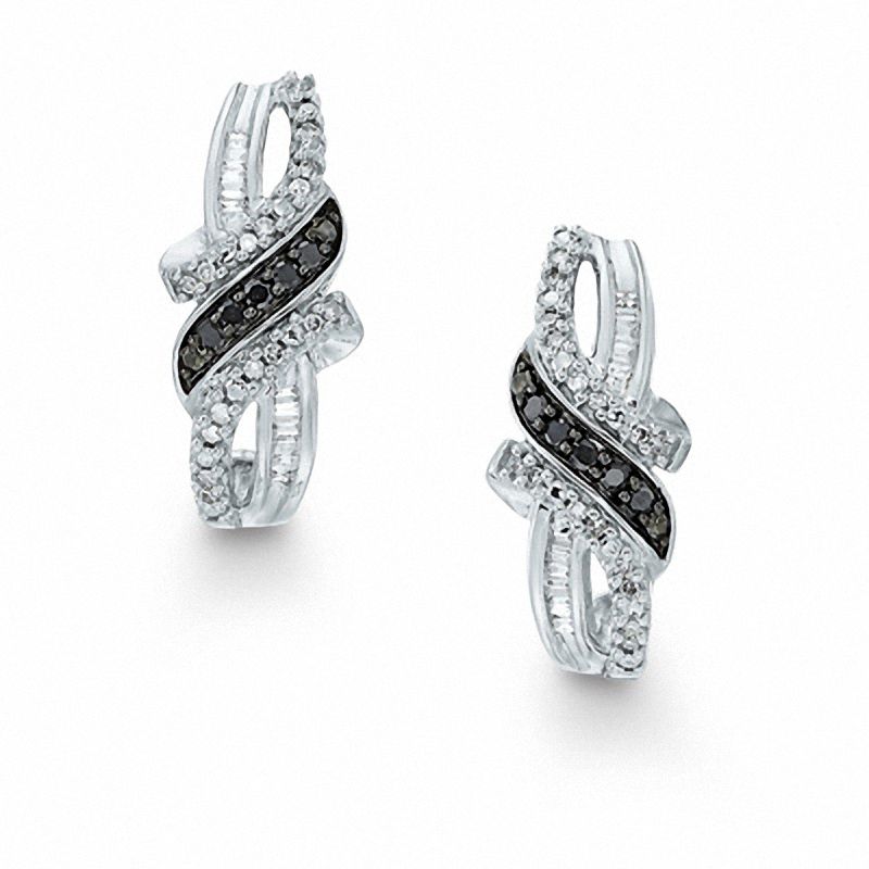 0.25 CT. T.W. Enhanced Black and White Diamond Earrings in 10K White Gold