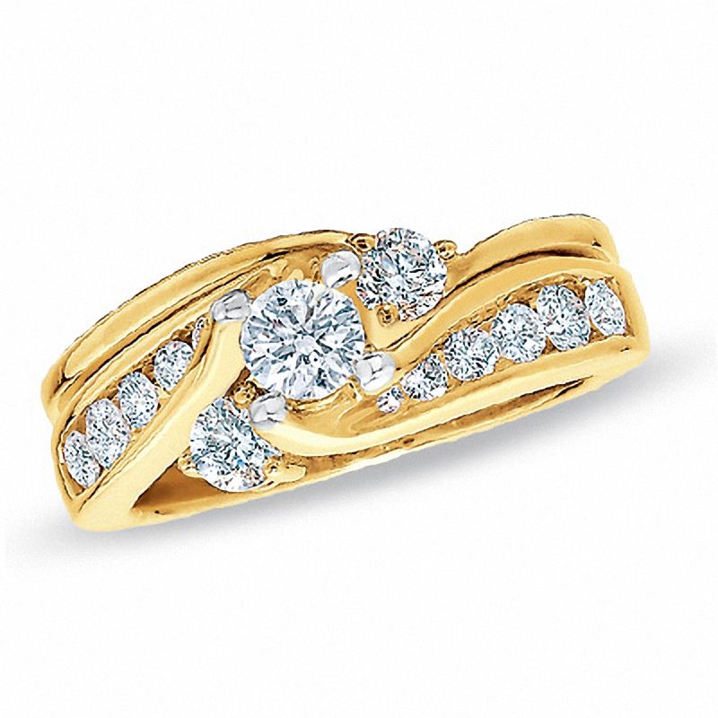 1.00 CT. T.W. Diamond Three Stone Bridal Set in 14K Gold