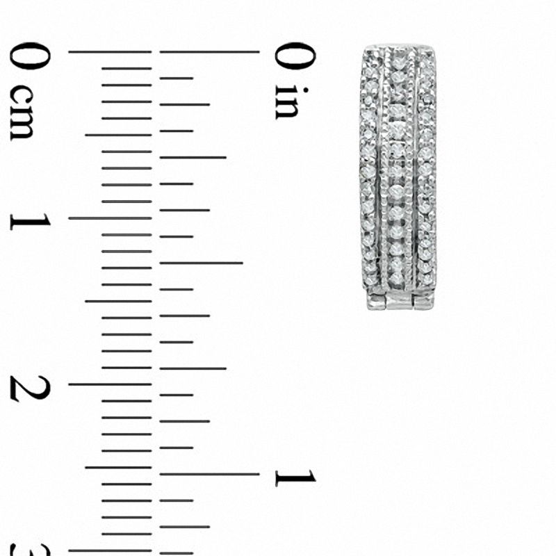 0.25 CT. T.W. Diamond Three Row Hoop Earrings in 10K White Gold