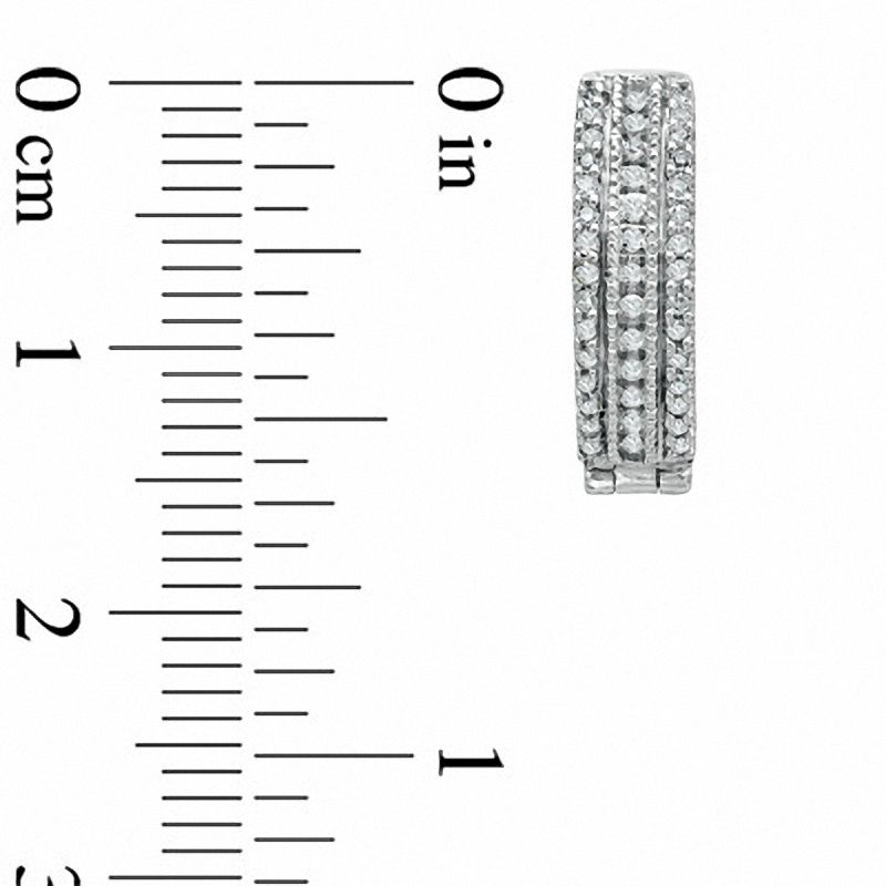 0.25 CT. T.W. Diamond Three Row Hoop Earrings in 10K White Gold|Peoples Jewellers