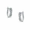 Thumbnail Image 1 of 0.25 CT. T.W. Diamond Woven Hoop Earrings in 10K White Gold