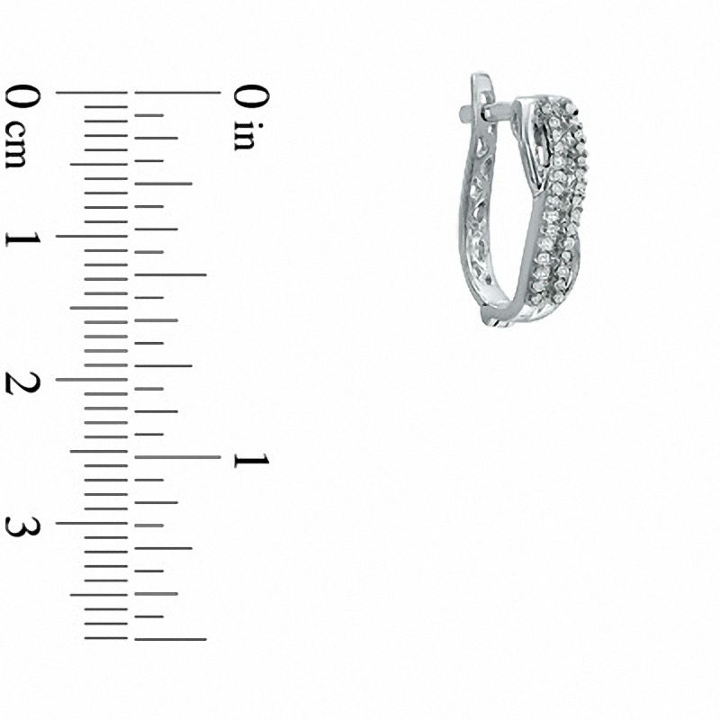 Main Image 2 of 0.25 CT. T.W. Diamond Woven Hoop Earrings in 10K White Gold