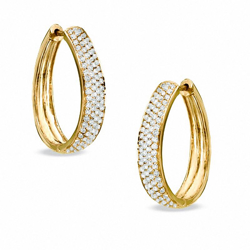 2.00 CT. T.W. Diamond Pavé Hoop Earrings in 14K Gold