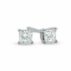Thumbnail Image 0 of 0.10 CT. T.W. Canadian Certified Princess-Cut Diamond Solitaire Stud Earrings in 14K White Gold (I/I2)