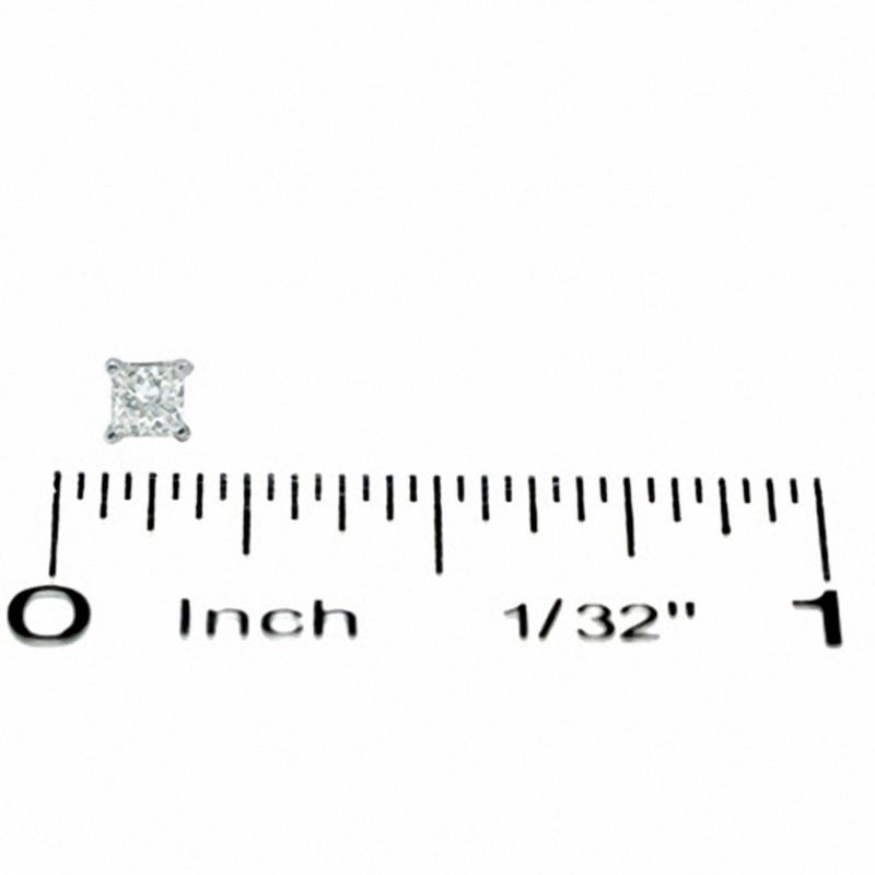 Main Image 2 of 0.20 CT. T.W. Canadian Certified Princess-Cut Diamond Solitaire Stud Earrings in 14K White Gold (I/I2)